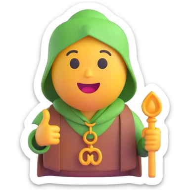 Create a realistic emoji character named Master Hunt. The background should be transparent , for positive work culture. sticker