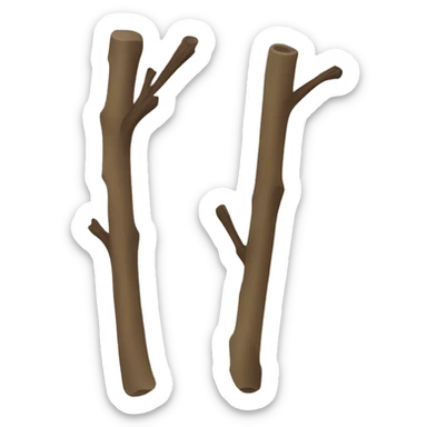 stick but slightly rotate to the left ad has 2 branches sticker