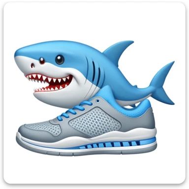 Un tiburón con zapatos tenis azules sticker