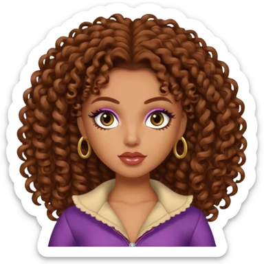 antonia gentry as pretty bratz baddie, brown curly hair sticker