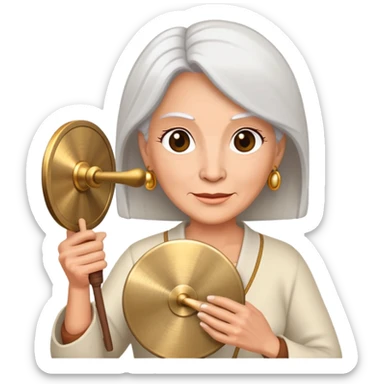 50 year old woman with a gong sticker