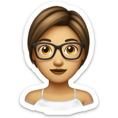 Fille a lunettes cheveux lisses brun mi-court sticker