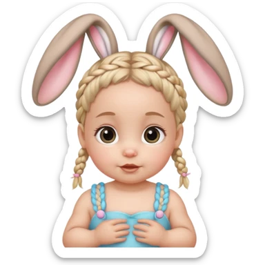 bunny ear accessory wearing baby braided hair sticker