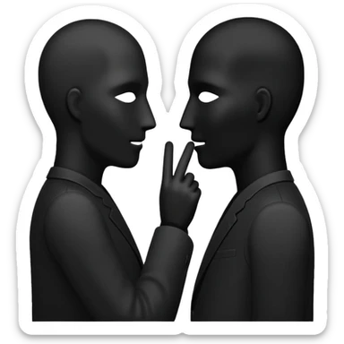 two faceless silohuettes speaking sticker