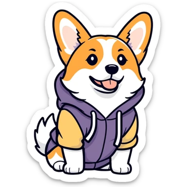 Corgi wearing a hoodie sticker