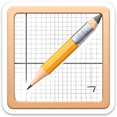 A pencil placed over a square grid, representing the sketching phase of a logo sticker