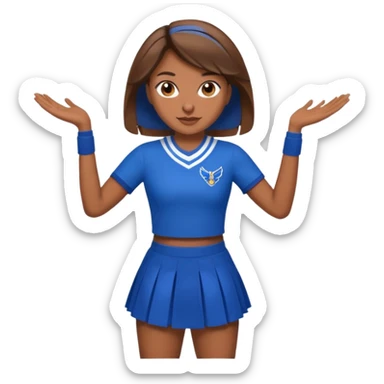 Brown hair, brown eyes, brown skin cheerleader in blue uniform skirt sticker