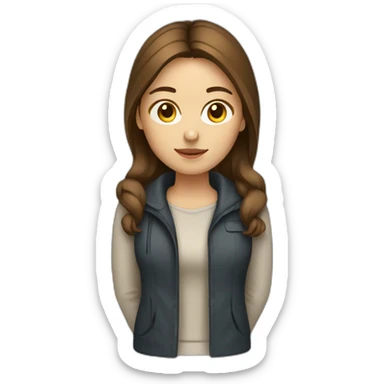 programmer girl with brown hair working sticker