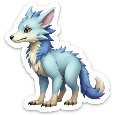 Feral Rare Fantasy cute pastel Vernid-Sergal-animal-creature-hybrid by LiLaiRa, markings, tufted ears, full body sticker