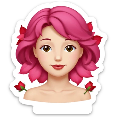 Wink face with rose petals as hair sticker