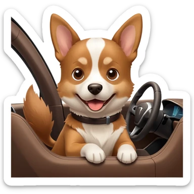 Dog driving Tesla sticker