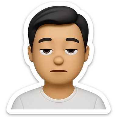 Keep the same color and shape as the original, but change the face to a bored expression. Maintain the original style and make the background transparent. sticker