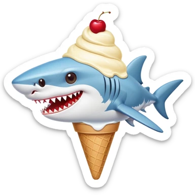 Shark with ice cream hat (scoop of vanilla with cherry on top) sticker