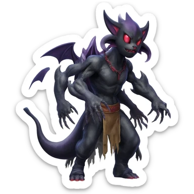 Edgy Spooky Gothic Evil Duskull-Salandit-Umbreon-Fakémon-hybrid-creature (full body)  sticker