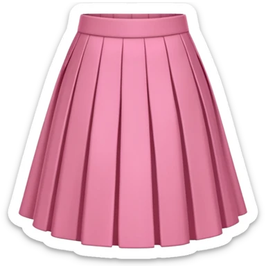 A 3D cartoon rose-pink pleated skirt with soft folds, smooth texture, isolated on plain background, Memoji-style. sticker