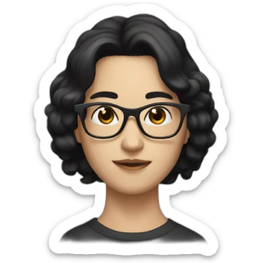 couple with white skin and  glasses and black hair and black eyes sticker