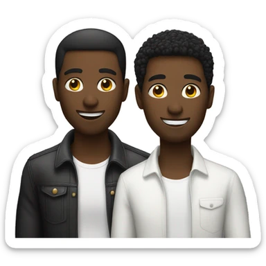 Black white gay couple sticker