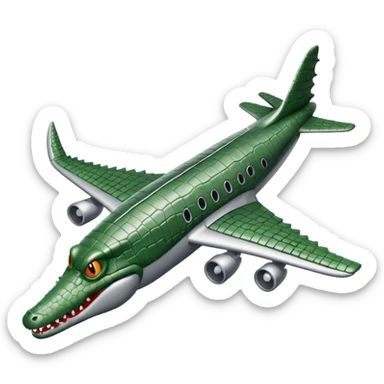 gray plane with a crocodile head sticker