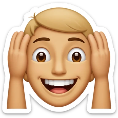 A face that is making a look of embarrassment with an upside down smile while looking to the smile but the face is also laughing a bit  sticker