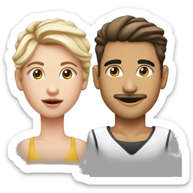 joven con corte alto y al lado, tez normal, cara diamante ojos con bolsas, labios delgados sticker