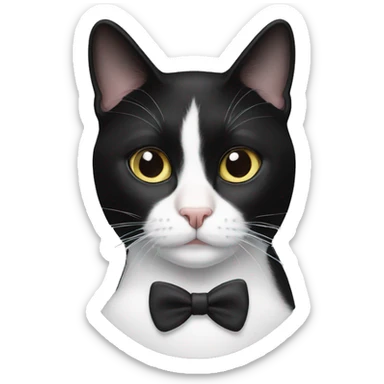 tuxedo cat with one opaque eye sticker