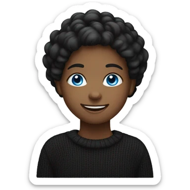 smiling girl in black sweater blue eyes sticker