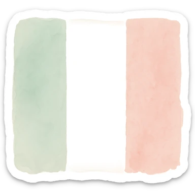 Italian flag in watercolor style with white, green, and pink pastel tones sticker