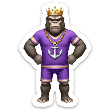 king kong wearing dockers jersey white and purple anchor sticker
