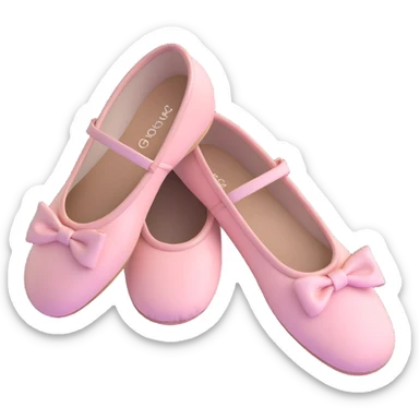 light pink ballet shoes with bow tie straps, 3D style, with depth and dimension sticker
