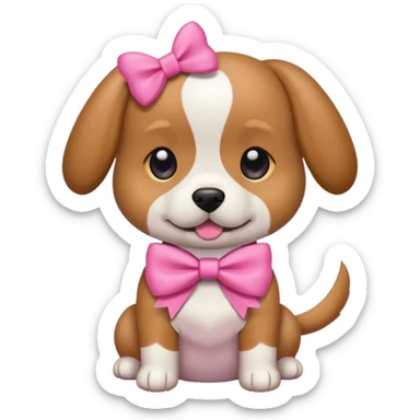 Perro con lazo rosado sticker