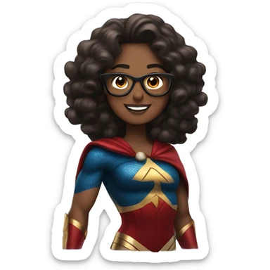 long curly wonderwoman with brown superman with glasses sticker