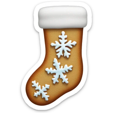 frosted gingerbread cookie shaped like a winter sock sticker