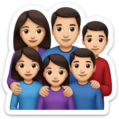 Light skin dark hair, Hispanic family of 6 sticker