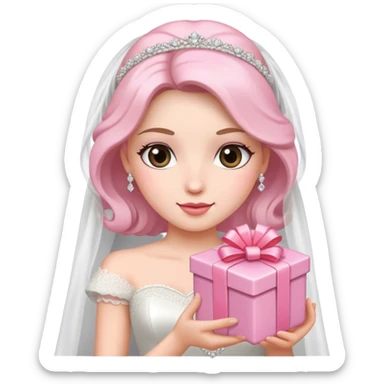 bride with soft pink gift sticker