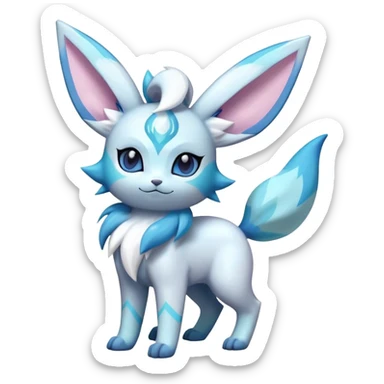 Futuristic Fluffy Celestial Magical Ethereal Glaceon-Espeon-Sylveon-Umbreon-hybrid, full bod sticker