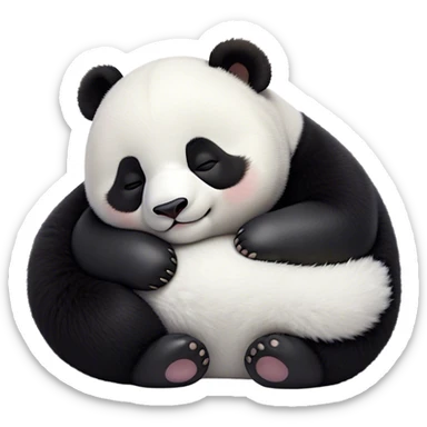 Meme-Worthy Cute Sleeping Baby Panda Portrait Emoji, Head resting peacefully with a contented smile, showcasing a tiny, irresistibly fluffy build and a luxuriously soft black and white Fur, eyes shut in a serene, restful nap, Simplified yet hilariously adorable features, highly detailed, glowing with a soft, drowsy light, high shine, relaxed and utterly lovable, stylized with an air of playful laziness, bright and heartwarming, soft glowing outline, capturing the essence of a comically sleepy baby panda, so meme-worthy it feels like it could instantly become the next viral sensation of adorable slumber! sticker