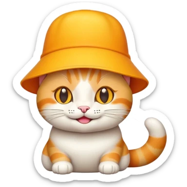Cheese cat wearing a yellow hat sticker