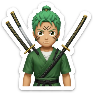 zoro in a battle field with 3 styles sword sticker