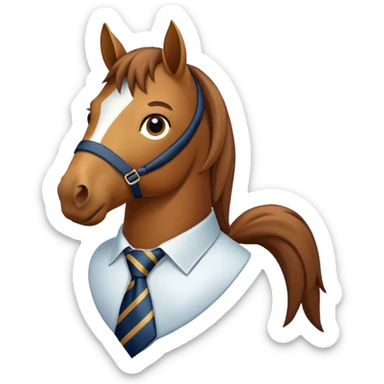 A horse with a tie looking left sticker