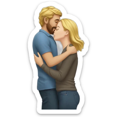 White Woman kiss neck man and hug him from behind sticker