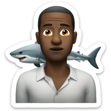 Black man frowning on a shark sticker