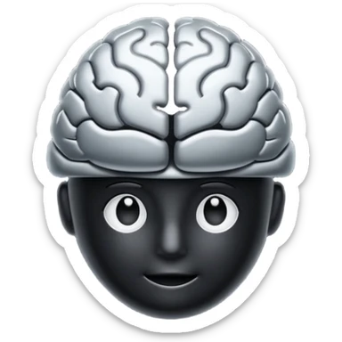   Create an emoji in which it is representing AI brain in black color professional and luxury brand type sticker