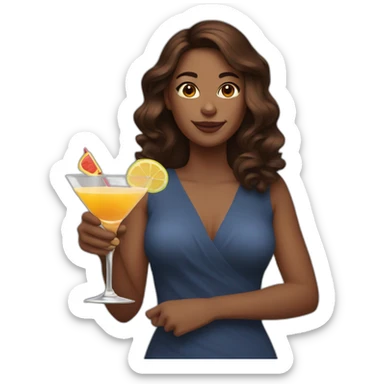 Woman brown hair with cocktail in her hands sticker