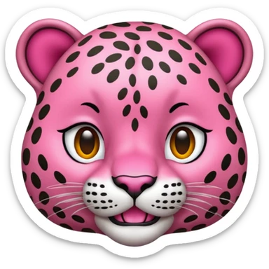 Emoji leopardo rosa cuerpo entero de lado y más realista sticker