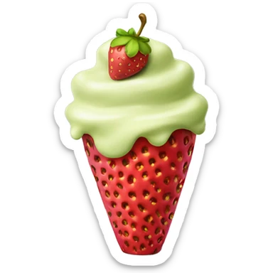 Pistachio cream covered strawberry in a cup  sticker