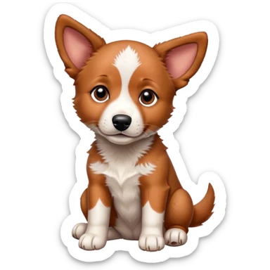 Red heeler puppy with one ear up and one ear down sticker