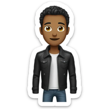 Skinny guy with long armas and legs and wearing a leather jacket sticker