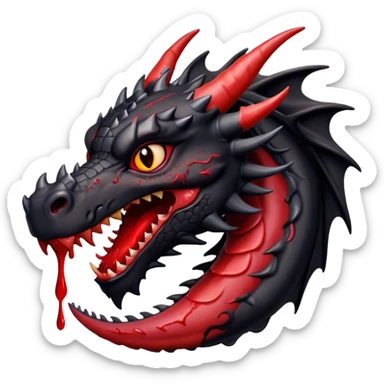Black dragon with blood drips sticker