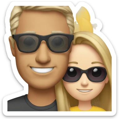My dad with my sister and sunglasses sticker