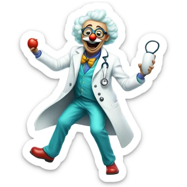 Funny doctor clown dancing sticker